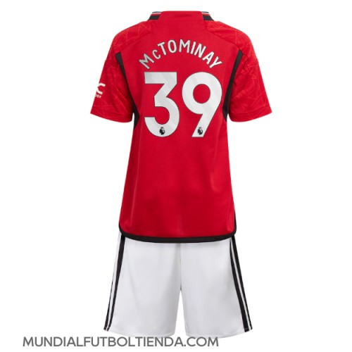 Camiseta Manchester United Scott McTominay #39 Primera Equipación Replica 2023-24 para niños mangas cortas (+ Pantalones cortos)